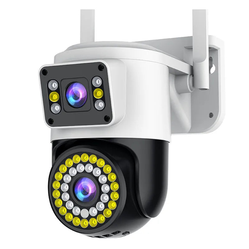 Night vision wireless WiFi binocular dual-screen surveillance camera on a wall mount