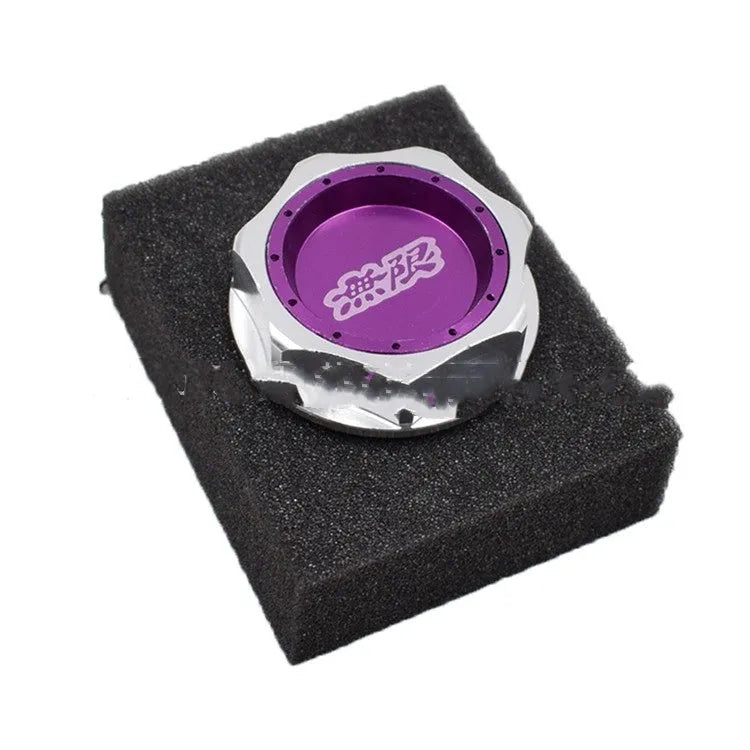 Aluminium alloy oil filter cap for Honda vehicles in assorted colours on a dark background.