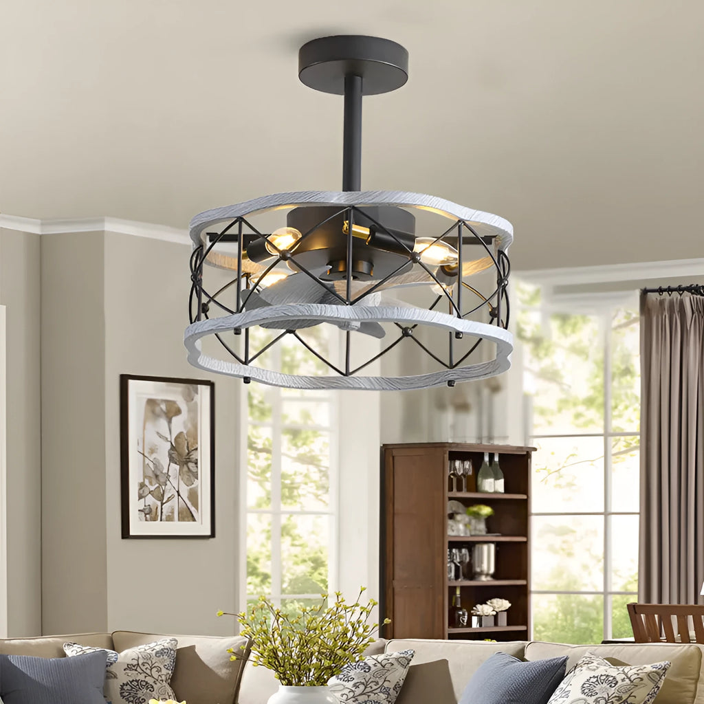 Alova fan lamp ceiling light with metal blades 47cm diameter dark wood finish
