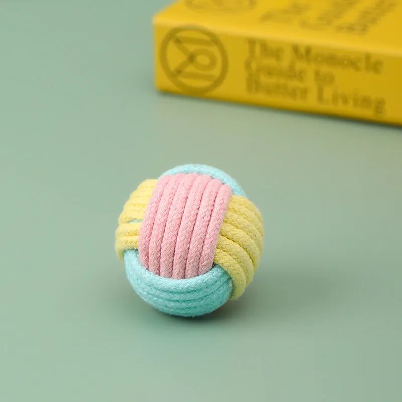 Handmade 5cm cat hair ball plush toy in blue powder, green blue, and pink green colours for interactive play