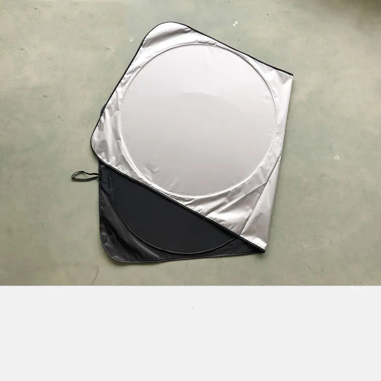 Silver-tape car sunshade measuring 190x90cm with storage cloth bag