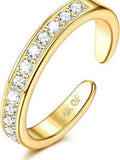 Geometric alloy toe ring with real gold plating in rhinestone or water drop finish