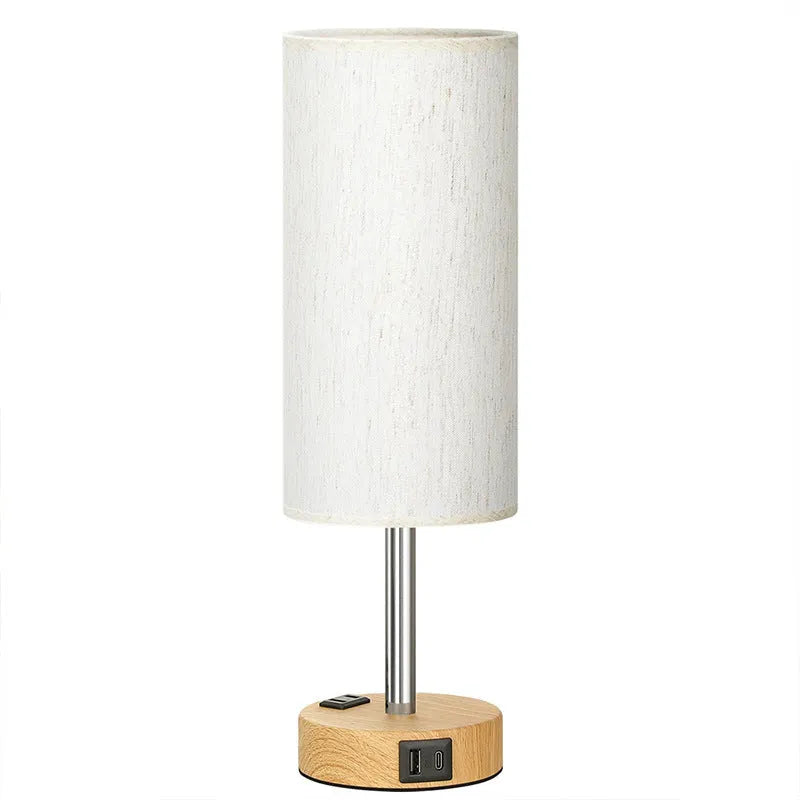 Night wood grain decorative table lamp with metal base and three-gear touch dimming