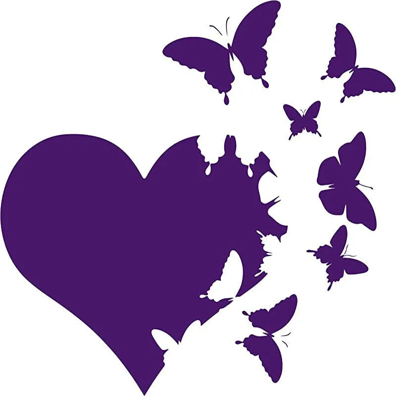 Butterfly car decoration sticker in six colours with 15cm square plastic design