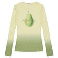 Women's gradient flower long-sleeved T-shirt in yellow green colour with floral pattern