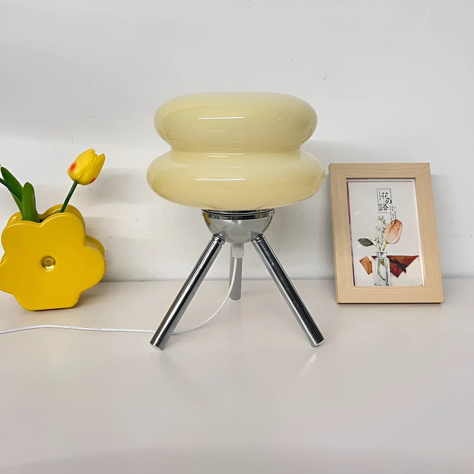 Geometric glass desk lamp in modern minimalist style with multiple colour options