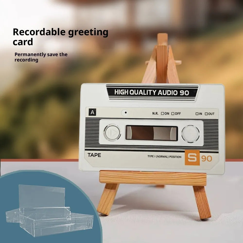 Sound recording greeting card with voice message, coated paper, 10x6x1.5 cm, for birthday or Valentine's Day