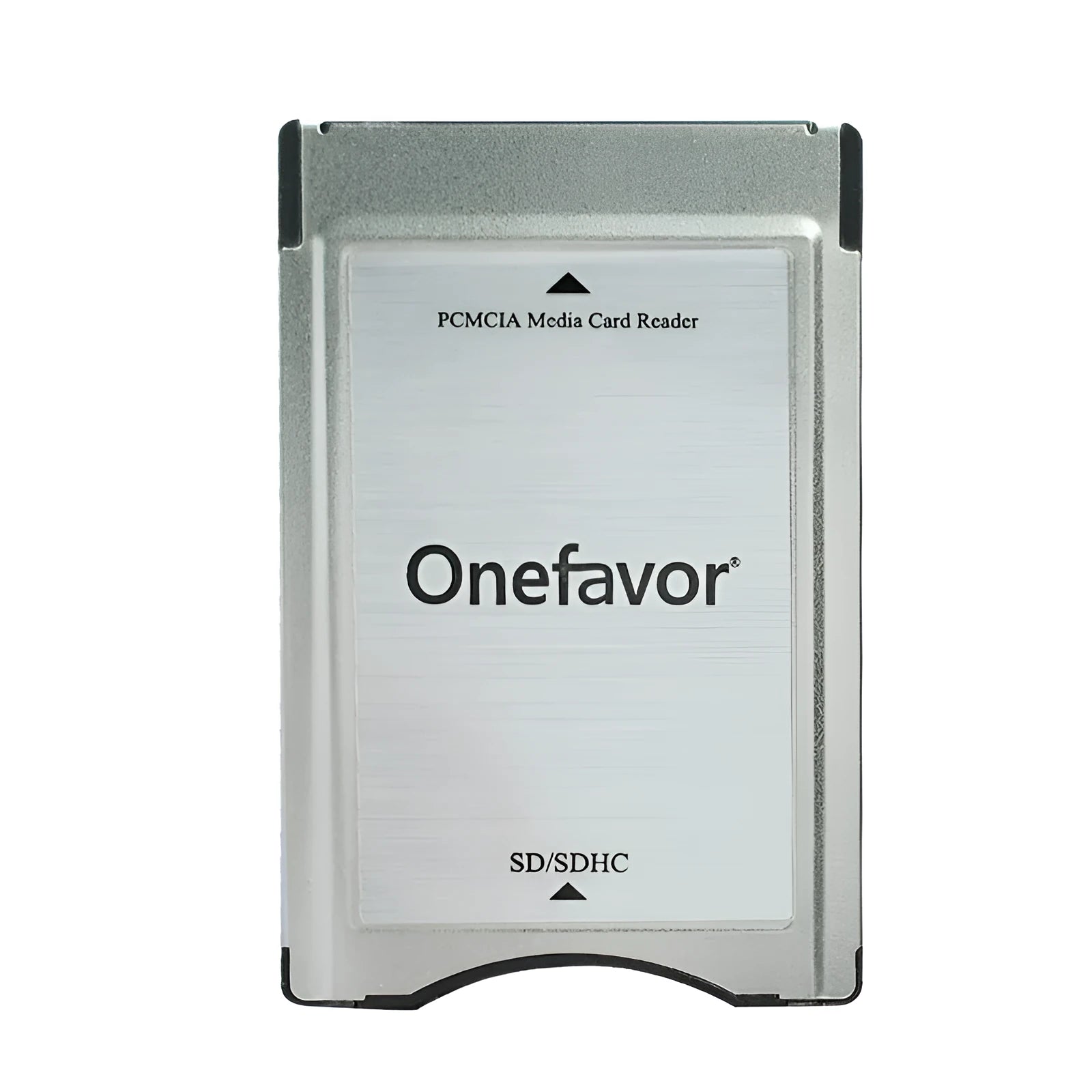 SD to PCMCIA adapter card with stainless steel housing next to a 32GB SDHC card for Mercedes-Benz vehicles