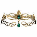 Women's vintage leaves alloy headband with ancient gold electroplated finish and diamond-style colour detail