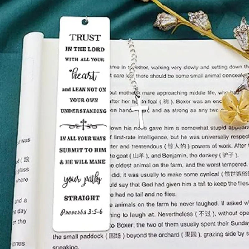 Stainless steel metal bookmark with European style design in steel colour for Bibles and books
