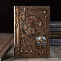 A5 leather notebook with embossed 3D warriors design on the cover, shown in a choice of colours.
