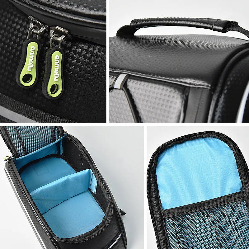 Waterproof black bicycle rear rack bag with 8-litre capacity