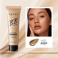 Waterproof BB cream tube in four colour shades: 01, 02, 03, and 04