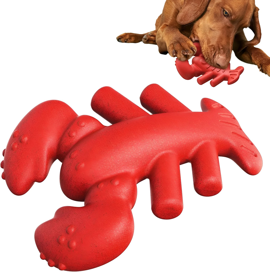 Red nylon chew toy for large dogs measuring 170mm long with dimensions for aggressive chewers