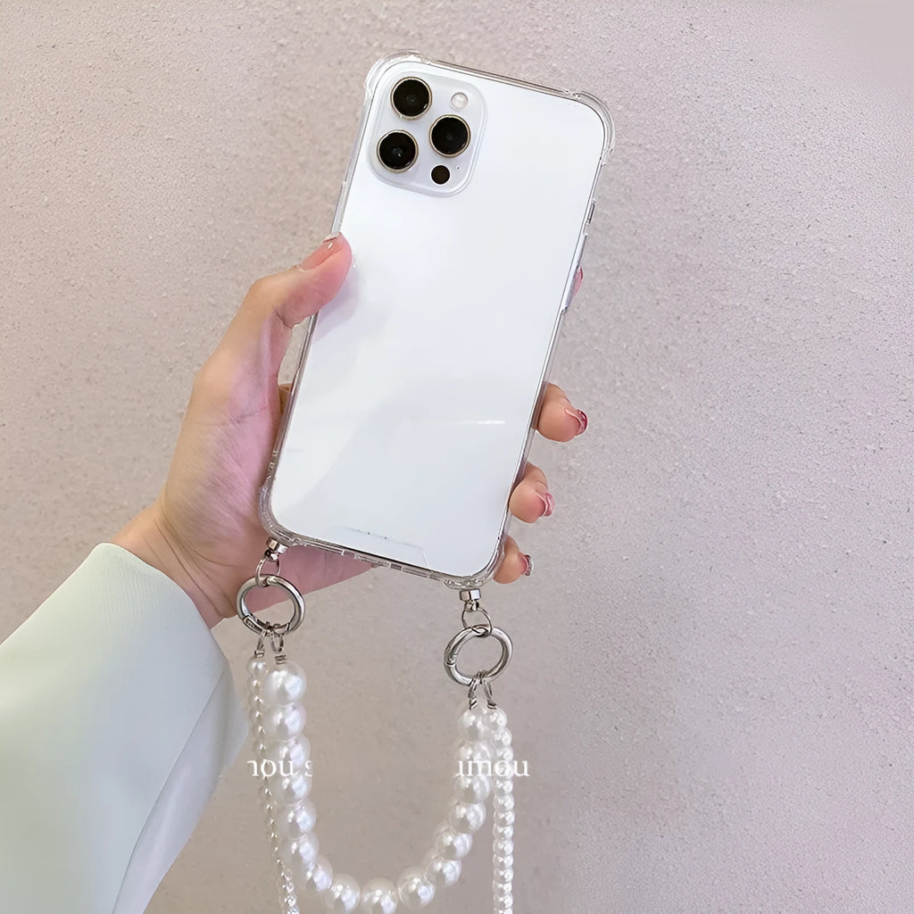 Big Pearl soft mobile phone case with decorative chain for Apple iPhone, shown in product colour.