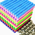 Magnetic building block toy with wooden rods, curved pieces, and 2.7cm balls for construction play