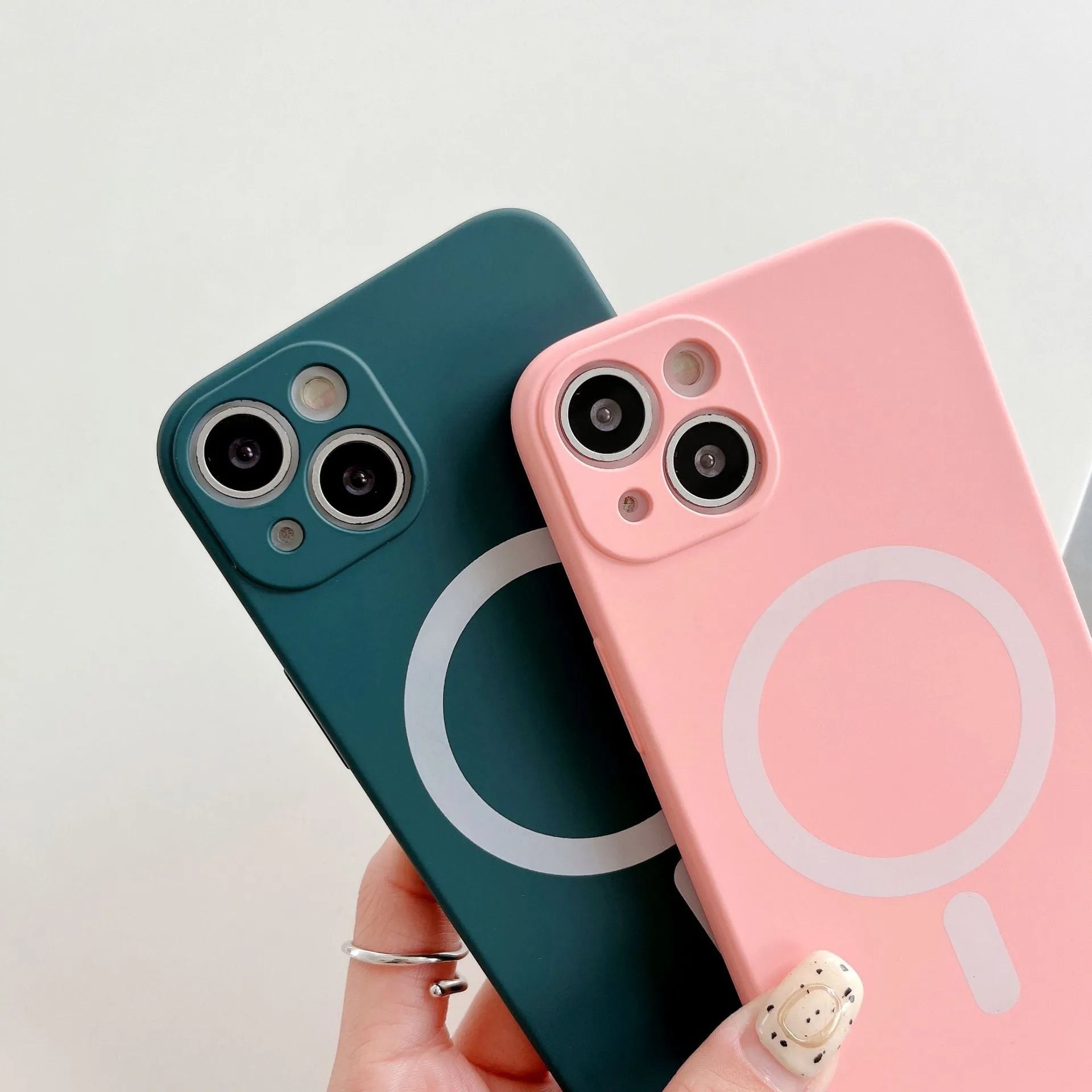 Magnetic wireless charging iPhone case in TPU material showing multiple colour options