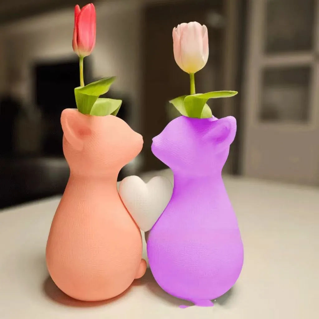 Knitted cat flowerpot decoration desktop ornament in Style 1, Style 2 or Style 3, 280g