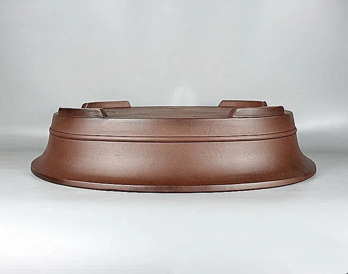 Handmade antique oval bonsai pot in Yixing purple mud, 66cm long, for pine and cypress