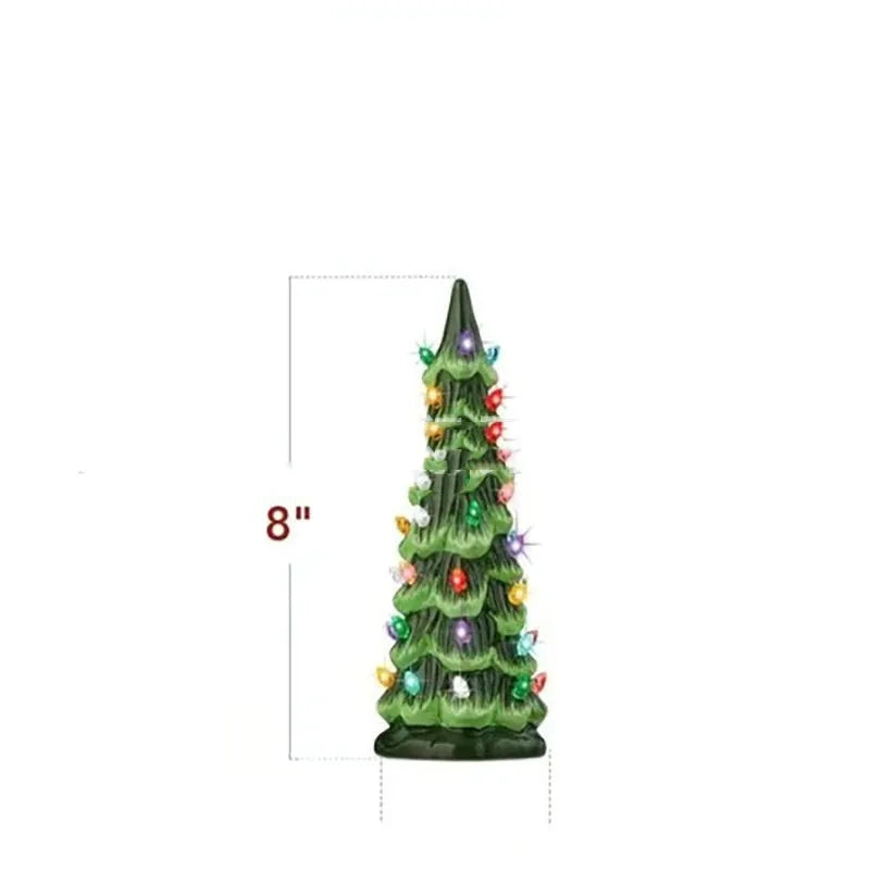 A resin Christmas tree light decoration in European style, showing coloured light option.