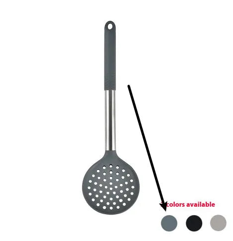 12-piece black silicone kitchen utensil set including spatula, spoon, and claw tools in a rotating storage bucket on a kitchen counter.