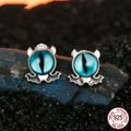 S925 sterling silver devil motif stud earrings for women, 1.2cm x 1.2cm, 2.4g, one pair