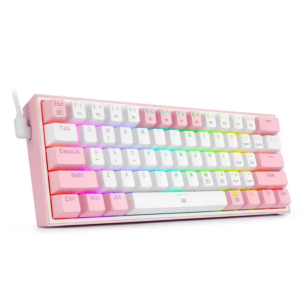 K617 mechanical keyboard with RGB lighting in white pink colour option