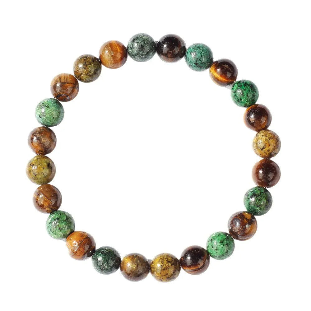 Handmade tigereye stone bracelet with 18mm flower bead in antique style
