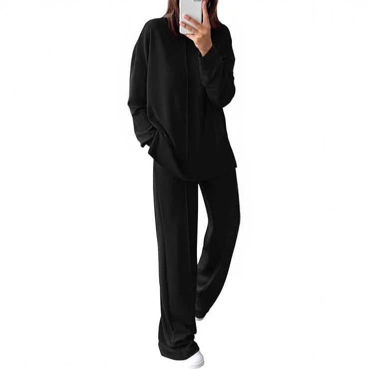 Women's Army Green long-sleeve polyester jogging suit co-ord set with matching trousers
