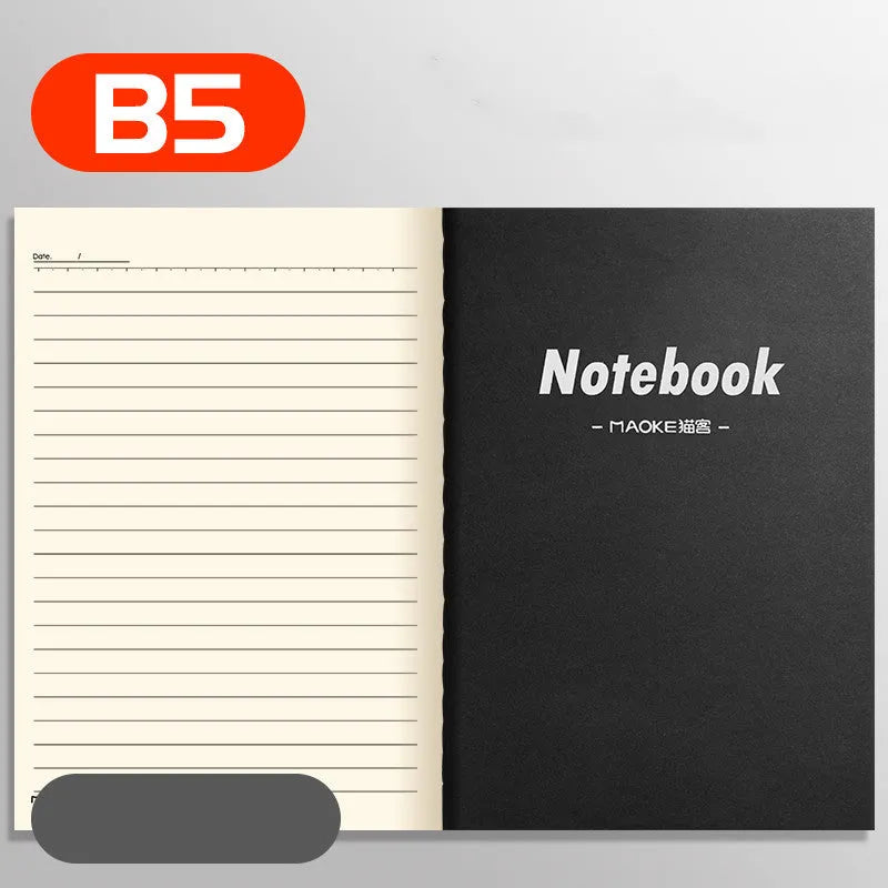 Set of 10 kraft paper notebooks with various hand-painted covers, shown open to display thread binding.