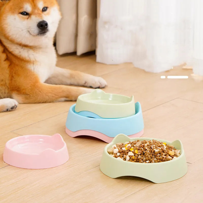 Blue ceramic dog slow feeder bowl with maze pattern for fast eaters