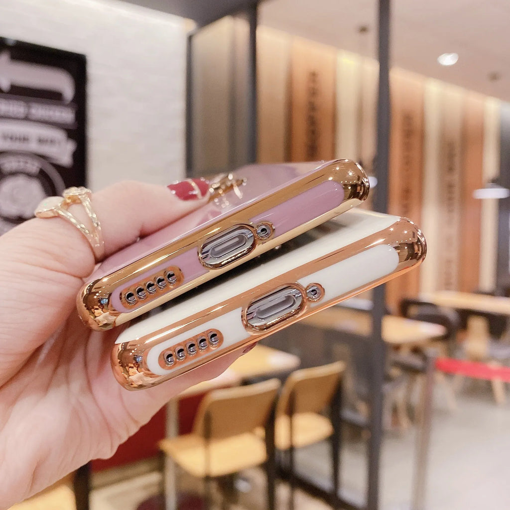 Huawei magnetic car mount phone case with TPU back cover and integrated electroplated ring bracket