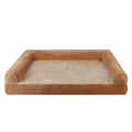 Square dark grey dog bed with raised sponge sides on a wooden floor, showing breathable cloth texture.