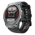 Smart watch with AMOLED display in orange colour showing heart rate and time on wrist
