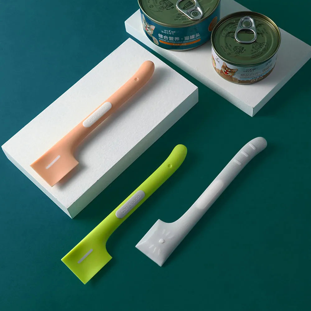 Long-handle pet feeding spoon for cat and dog wet food in TPR material