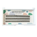 Black V-shaped fairy fishtail false eyelashes showing thick segmented design on 5 size options from 8mm to 12mm.