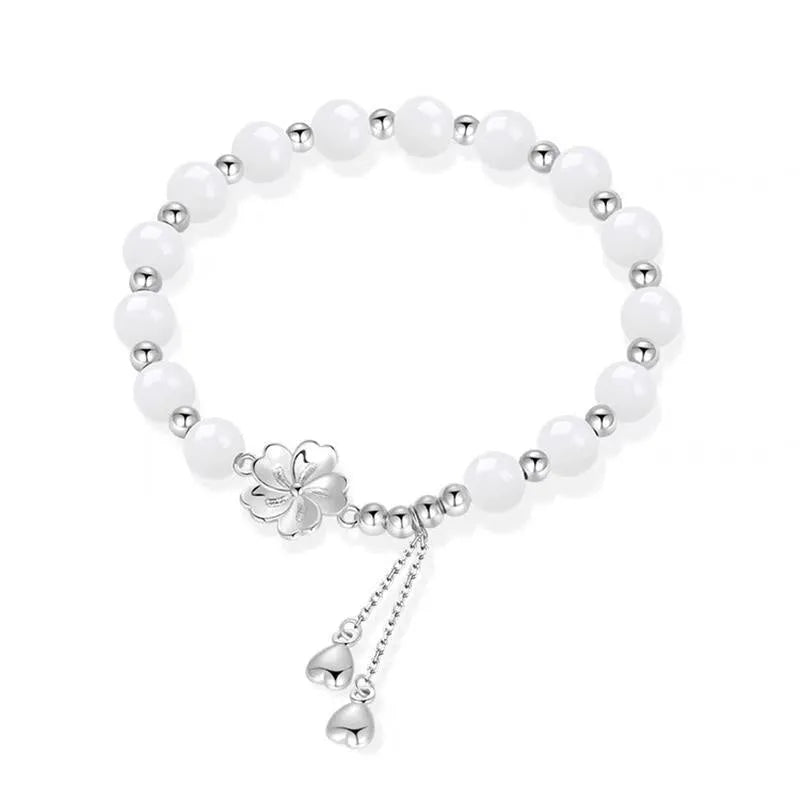 New Chinese style floral beaded bracelet with resin camellia lotus peach blossom designs