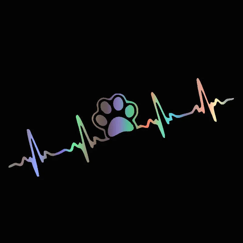 Creative ECG heartbeat design car bumper decorative sticker in colour gradient on a vehicle body