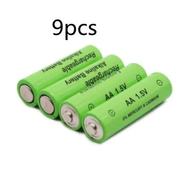Pack of green AA alkaline rechargeable batteries labelled 3000mAh 1.5V.