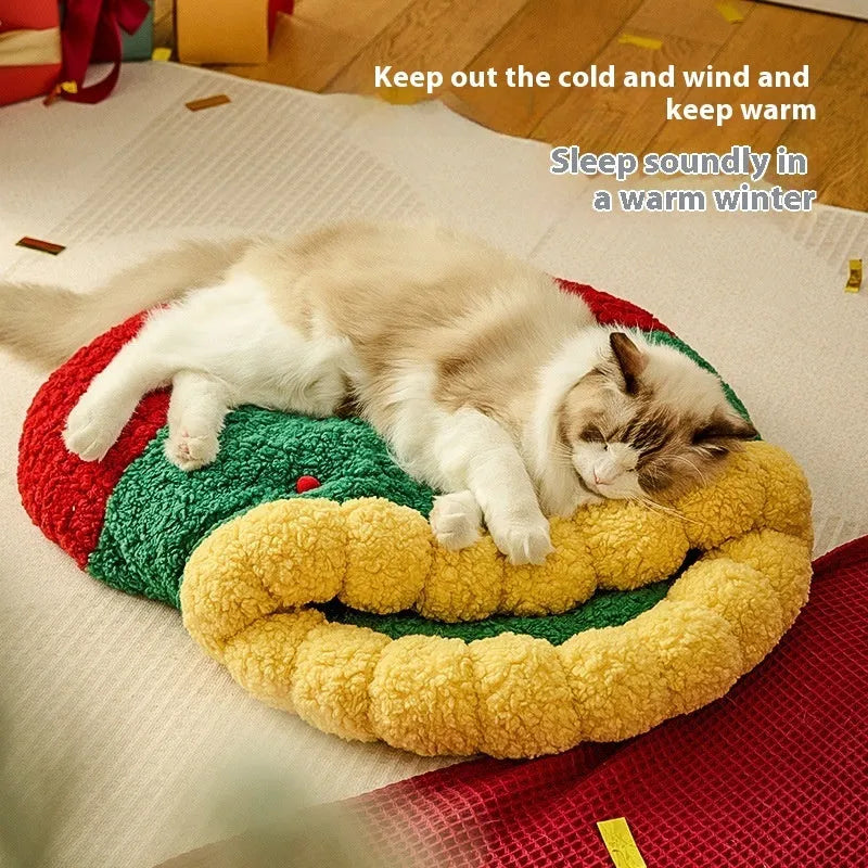 Christmas stocking cat nest in lamb wool and Oxford cloth, semi-closed deep sleep cat bed, small and medium sizes