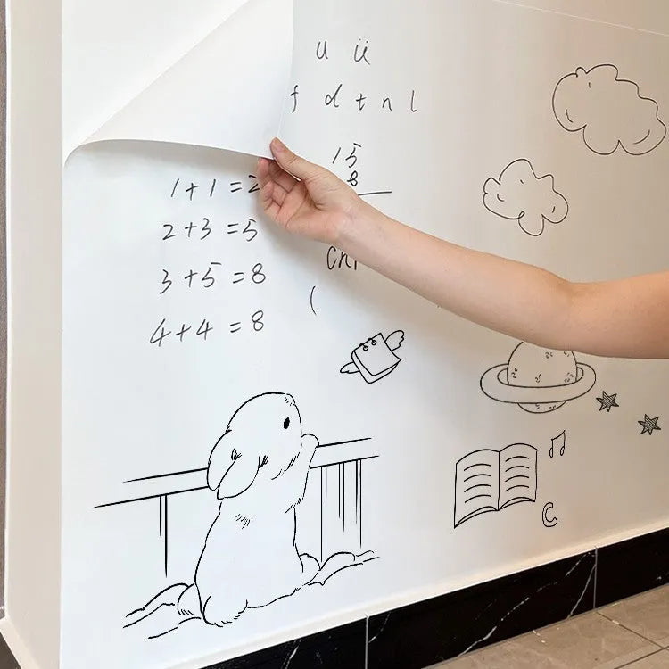 White electrostatic whiteboard sticker for children's room, PP removable flat wall writing board