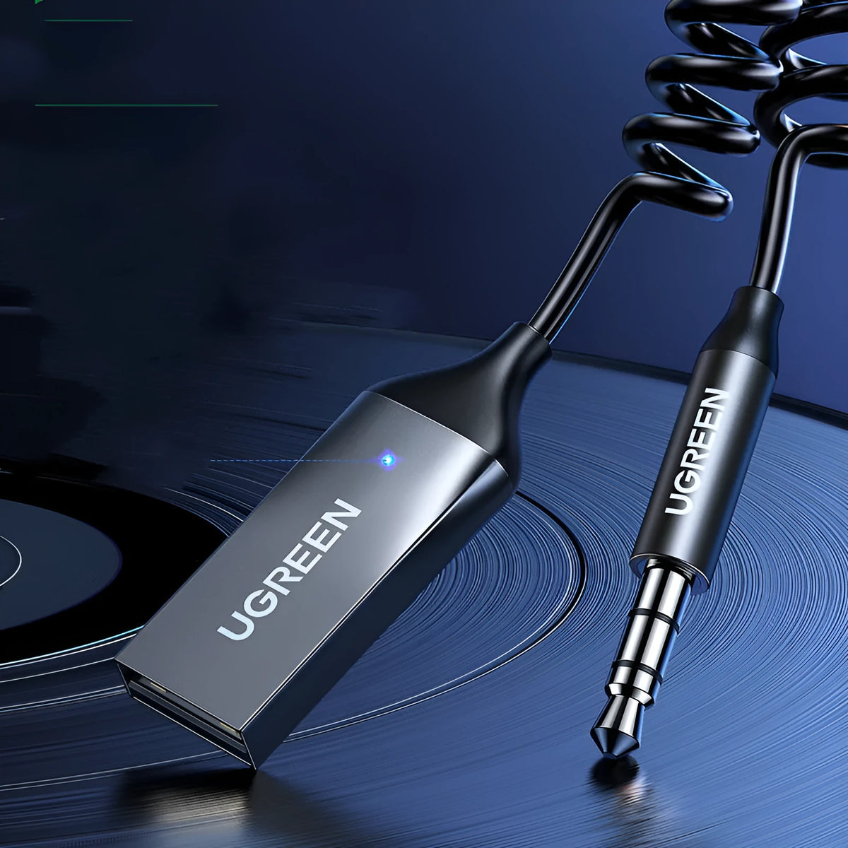Black USB Bluetooth audio receiver with Bluetooth 5.0, 5.0 Mbps rate and 1 m working radius