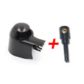 Black plastic rear wiper cover nozzle for Volkswagen car models.