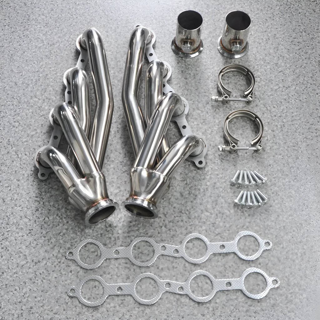 Silver 304 stainless steel high-flow exhaust manifold for Chevrolet LS1 LS2 LS3 LS6 engines