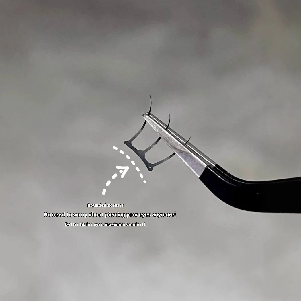 Pack of natural style reusable false eyelash clusters on a strip with adhesive and tweezers.