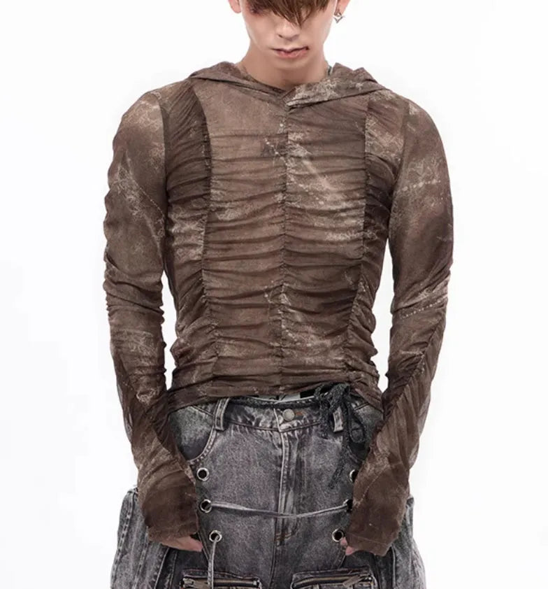 Lightweight ice silk bottoming shirt for boys in a picture colour, shown as a base layer under a printed top.