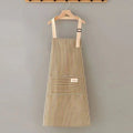 Linen stripe apron in green blue brown red or grey for kitchen and household chores