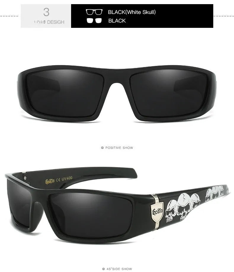 Bandit style hip hop sunglasses model G613 with box frame and polarised PC lenses in various colours