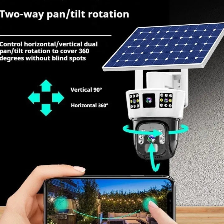 Solar binocular three-screen surveillance camera with dual connectivity options