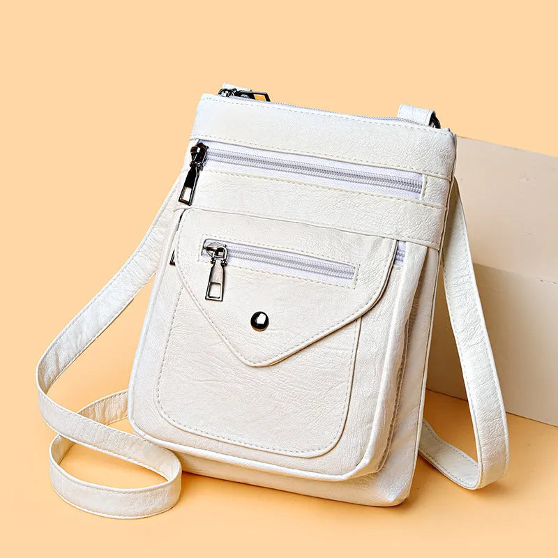 Women's vertical square crossbody mobile phone bag in PU material with shoulder strap